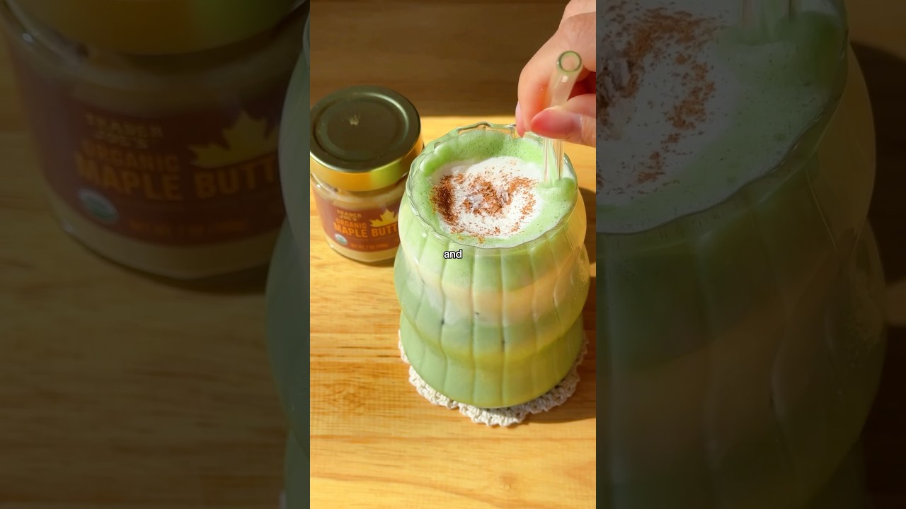 Making a Salted Maple Butter 🍁🧈 Matcha Latte 🍵 #matcha #latte #homecafe