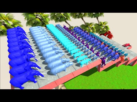 Flying Bridge Dinosaur Speed race get a Red Pig | 🦖Animal Revolt Battle Simulator🦕