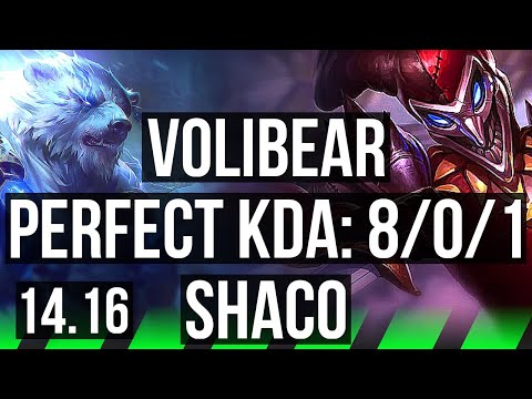 VOLIBEAR vs SHACO (JGL) | 8/0/1, 1300+ games, Legendary | NA Master | 14.16