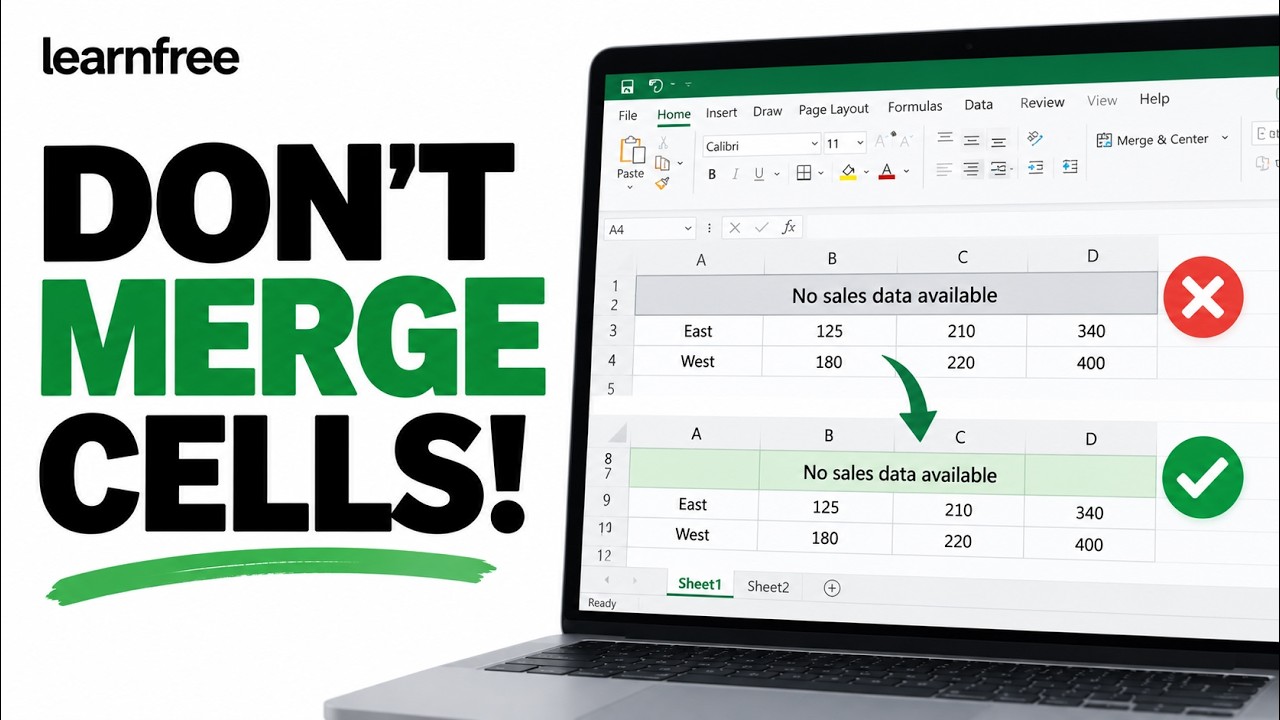 Stop Merging Cells in Excel! Do This Instead