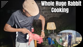 NIGHT HUGE RABBIT SKINNING AND #cooking IN TH EVILLAGE