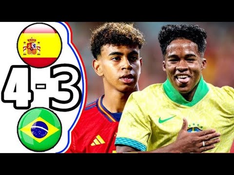 Brazil vs Spain 4-3 Extended Highlights & All Goals 2025   #brazil #spain #lamineyamal