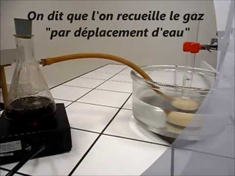 Recueillir un gaz par déplacement d'eau