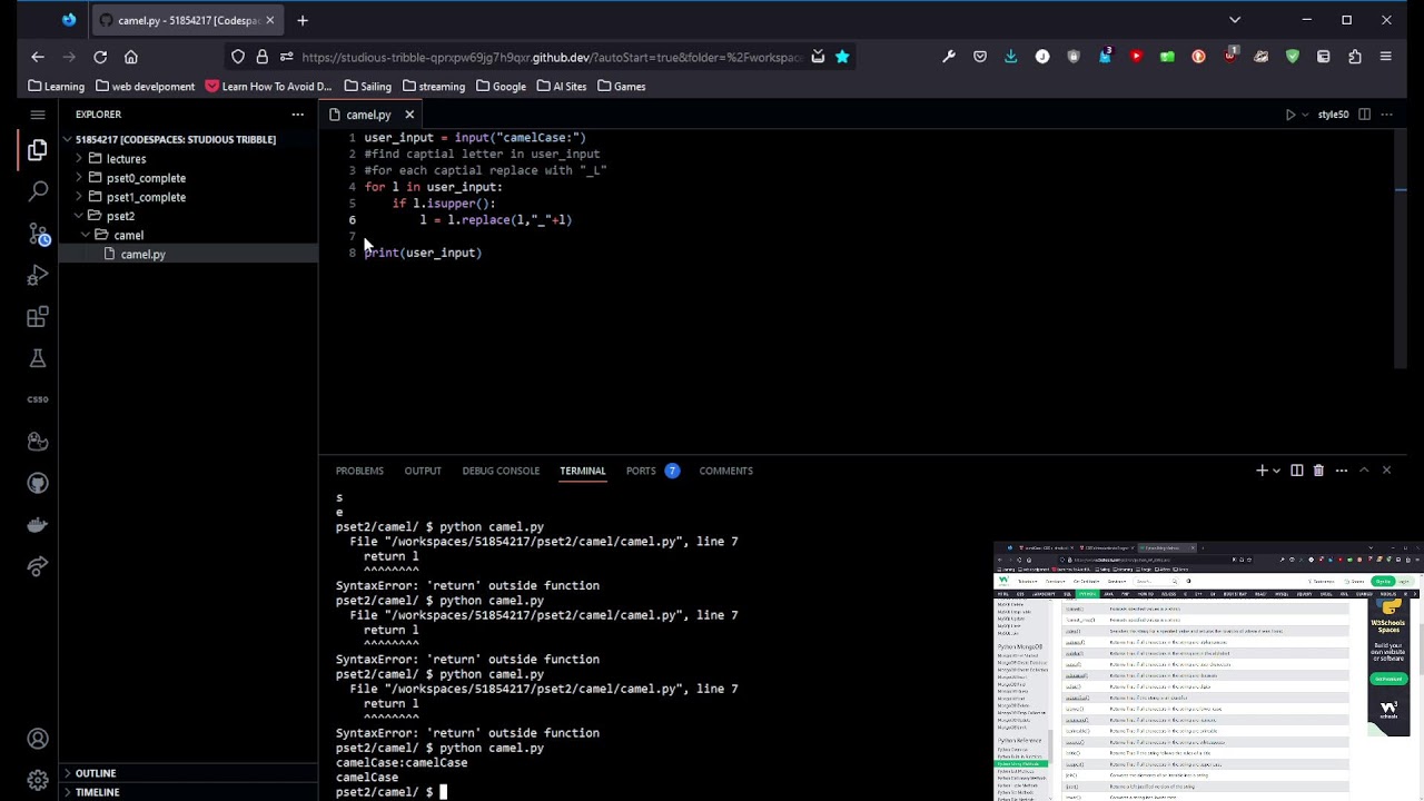 CS50P - Problem Set 2 - camelCase