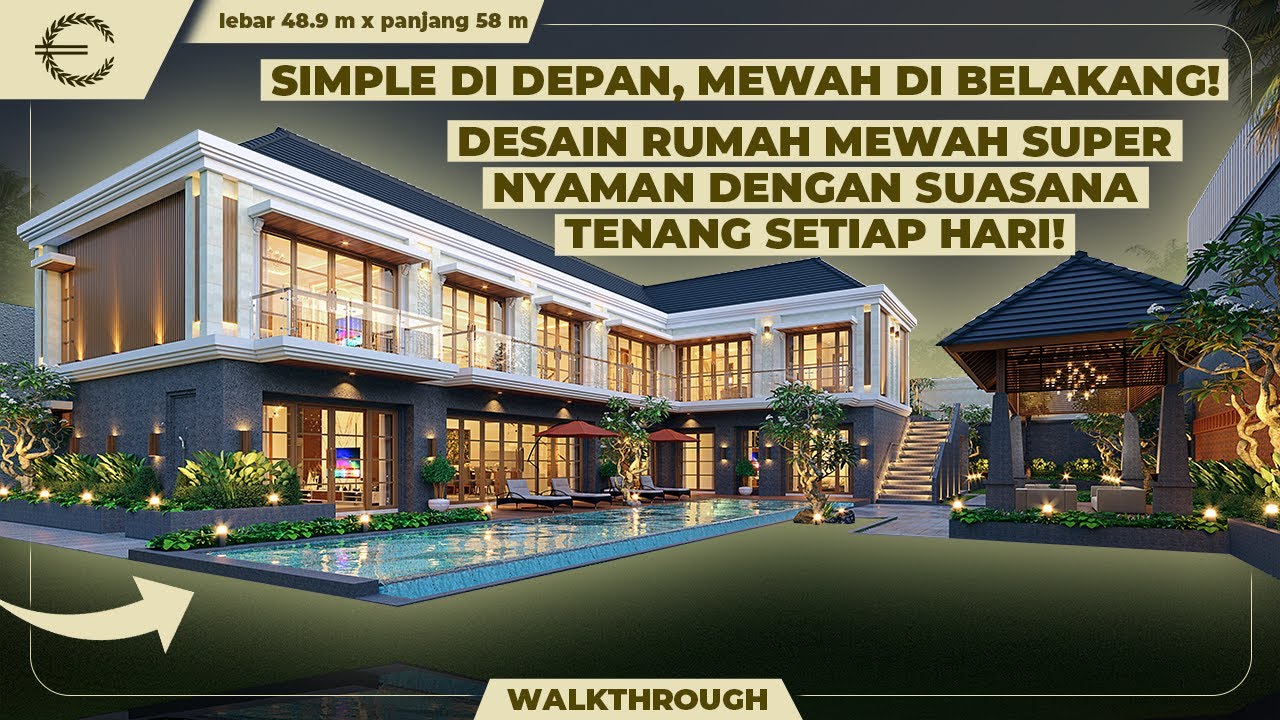 Video 3D Mr. HNR 1271 Villa Bali House 2 Floors Design - Palembang