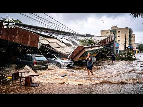 BAURU (SP) em CAOS: Temporal Violento Alaga Ruas, Derruba Estruturas e Espalha GRANIZO