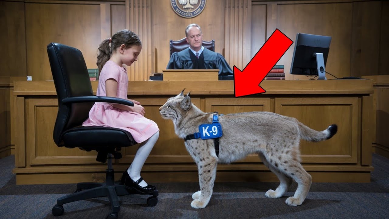 Little Girl Signals Her Bobcat. Judge Notices And Stops Court When Bobcat Reacts!