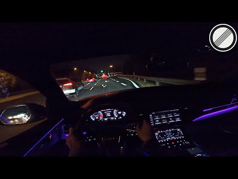 2021 Audi Q8 50 TDI S-Line Night Drive on Autobahn and City