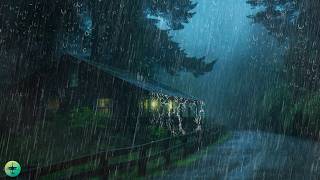 Barulho de Chuva para Dormir Bem- ASMR Chuva no Telhado + Trovão + Água na Estrada à Noite