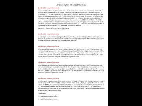 ATIVIDADE PRÁTICA   PESQUISA OPERACIONAL UNINTER