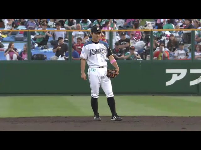 【1回表】ファイターズ・田中賢 完璧なタイミングでジャンピングキャッチ!! 2016/6/7 F-C