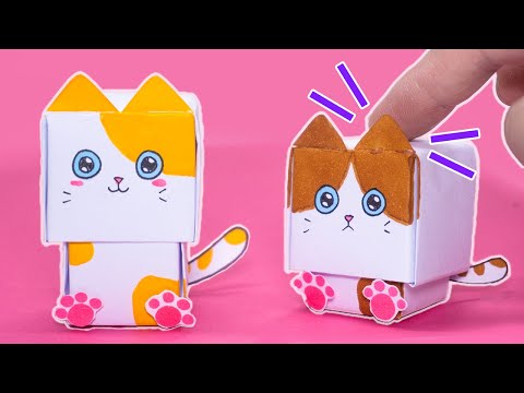Origami CUTE CAT BUTTON TOY || origami pop it, origami fidget toy