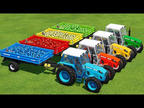 TRANSPORT COLORED FOOTBALL BALLS WITH COLORED URSUS TRACTORS - Farming Simulator 22