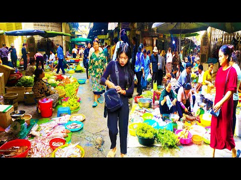 Morning Scenes at Orussey Market: Chicken, Pork, and Veggies Everywhere!, Food Rural TV