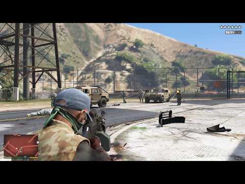 GTA 5 Trevor's Massacre In Fort Zancudo Military Base + 10 Star Escape (RDE 4.1.3)