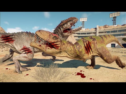 INDOMINUS REX vs 2x GIGANOTOSAURUS IN ARENA - Jurassic World Evolution 2