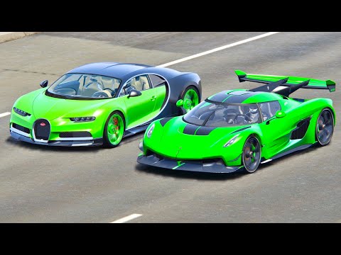 Koenigsegg Jesko with NOS vs Bugatti Chiron with NOS - Drag Race 20 KM