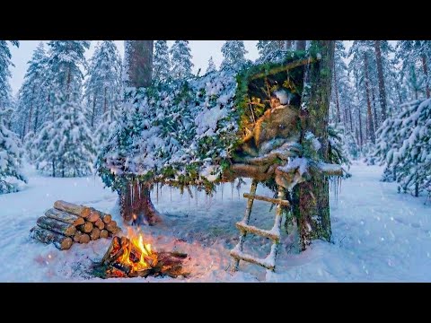 3 Days SURVIVAL in -17°C SNOWSTORM; No Tent, No Sleeping Bag. Extreme WINTER Bushcraft Camping