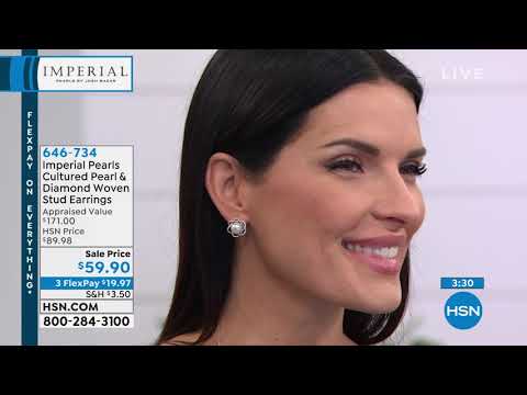 Imperial Pearls Cultured Pearl and Diamond Woven Stud Ea...