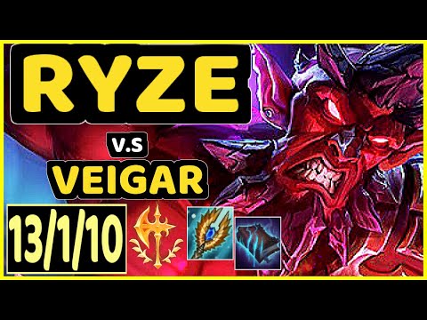 NARU (RYZE) vs VEIGAR - 13/1/10 KDA MID GAMEPLAY - EUW Ranked MASTER
