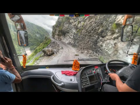 VOLVO Bus Driving in World's Most Dangerous Road | Extreme Road of Himachal Pradesh | Delhi to Kasol