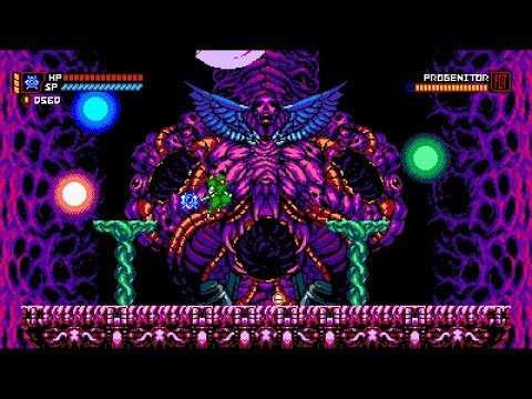 Cyber Shadow - FINAL BOSS, Apparitor; Progenitor, no damage + cutscenes and ending credits & stats.