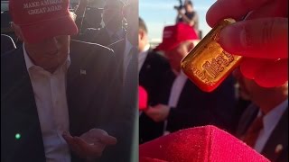 DONALD TRUMP signs $4,000+ Valcambi 100 gram (3.2oz) GOLD BAR autograph at Sacramento Rally