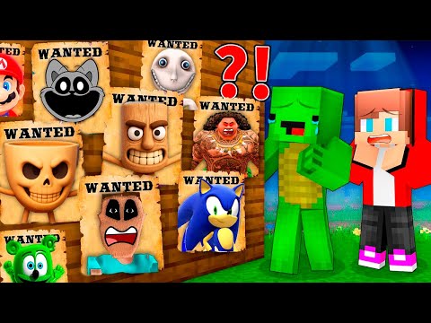 JJ and Mikey Wanted NEW SCARY MONSTERS at Night in Minecraft - Maizen