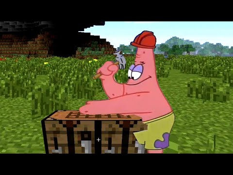 Spongebob and Patrick make a house in Minecraft