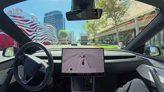 Parking at The Grove on Tesla Self-Driving 14.3.3