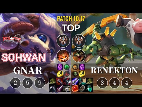 KT SoHwan Gnar vs Renekton Top - KR Patch 10.17