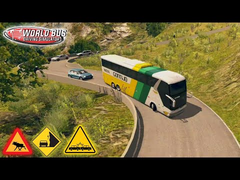World Bus Driving Simulator - GamePlay #7 (Stressful A.I. on Mountain Roads)