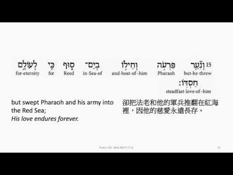 Psalm 136: Hebrew interlinear audio Bible 希伯來文聖經:詩篇第一百三十六篇