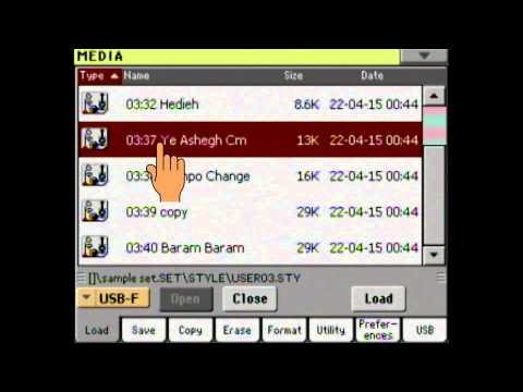 Korg PA Arranger keyboards -Loading an individual Style from a SET