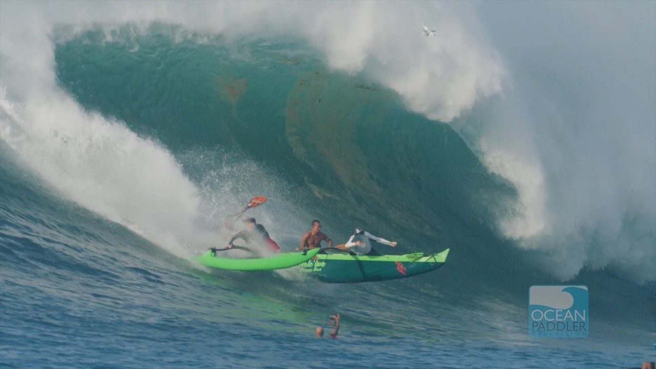 Extreme Canoe Surfing Waimea Bay with Ikaika Kalama, Mikey Redd and Mark Healey - Heavy Action