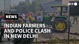 Indian farmers and police clash at tractor protest