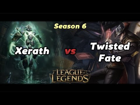 League of Legends - Xerath vs Twisted Fate Season 6 Gameplay ( 4 vs 5 )