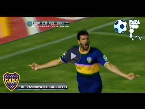 Gol de Gigliotti. Godoy Cruz 0 - Boca 1. Fecha 12. Torneo Inicial 2013. Fútbol Para Todos