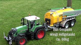 Rc Traktor Fendt 820 Vario TMS im Maßstab 1:9 mit Zunhammer Güllefass RC Tractor Big Scale
