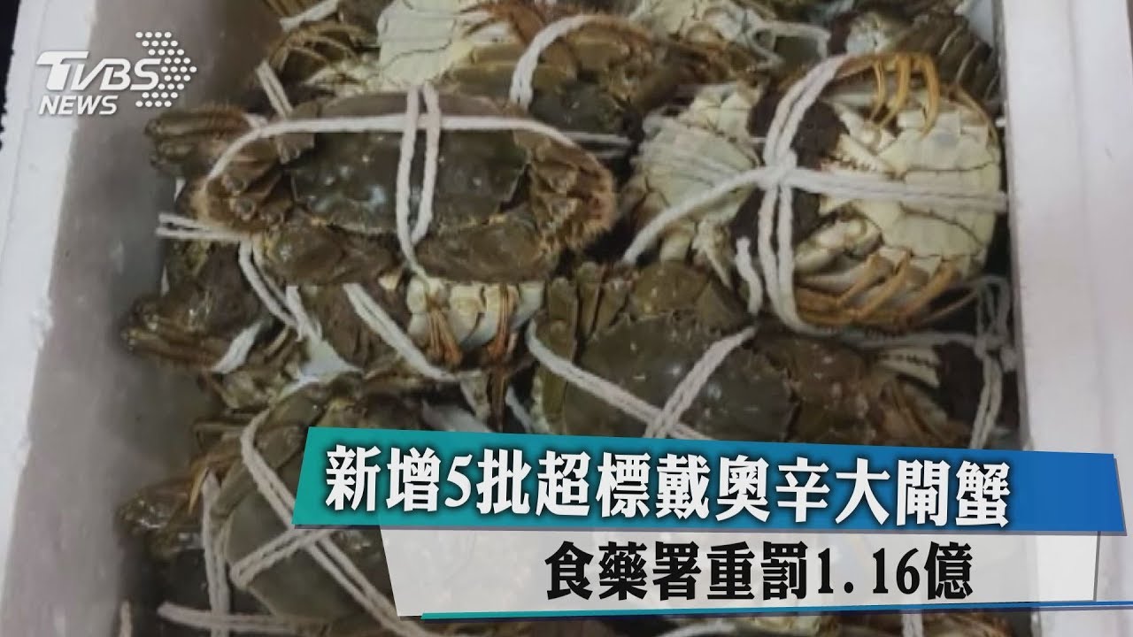 新增5批超標戴奧辛大閘蟹　食藥署重罰1.16億