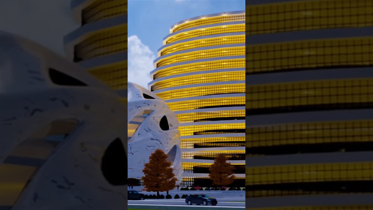 Desain gedung futuristik, bangunan mall dan kantor #futuristic #arsitektur #gedungpencakarlangit