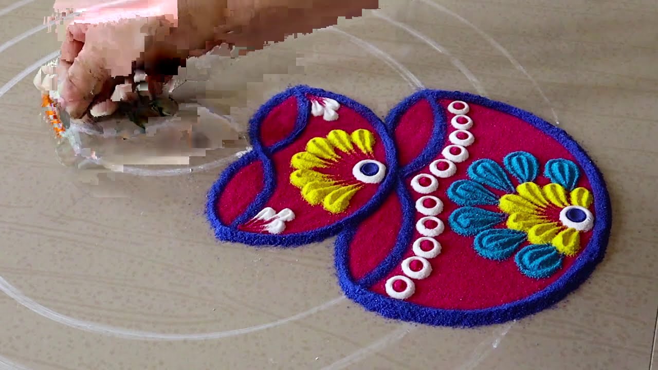 navaratri rangoli design with diyas by pakka local