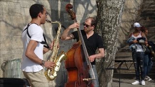 Duo saxo ténor contrebasse Pont des Arts Blue Monk 26 mars 2017