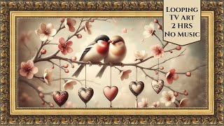 Valentine's Day Vintage Love Birds Gold Frame TV Art Romantic Screensaver Paintings Wallpaper 2 Hrs