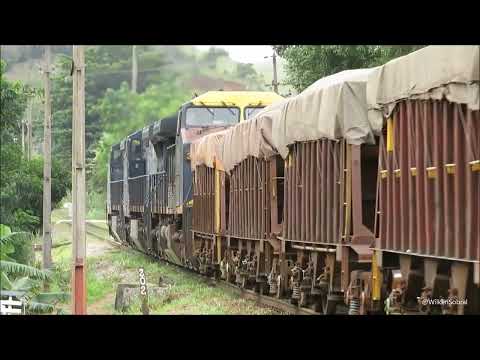 Trio de locomotivas GE C44-EMi #3901-5, #3920-1 e #3925-2 trem de carga geral prefixo KRC 0129