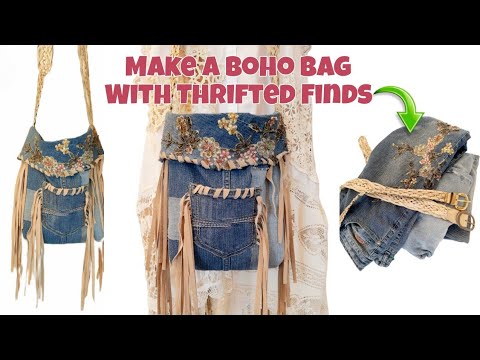 How To Make a Denim Boho Bag with Thrifted Jeans and Belts