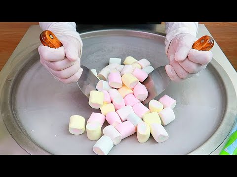 Marshmallow ice cream rolls street food - ايسكريم رول مارشميلو