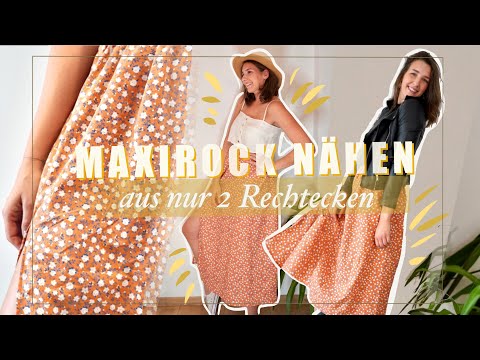 Sew a simple maxi skirt with a slit for beginners! From just two rectangles and without a pattern