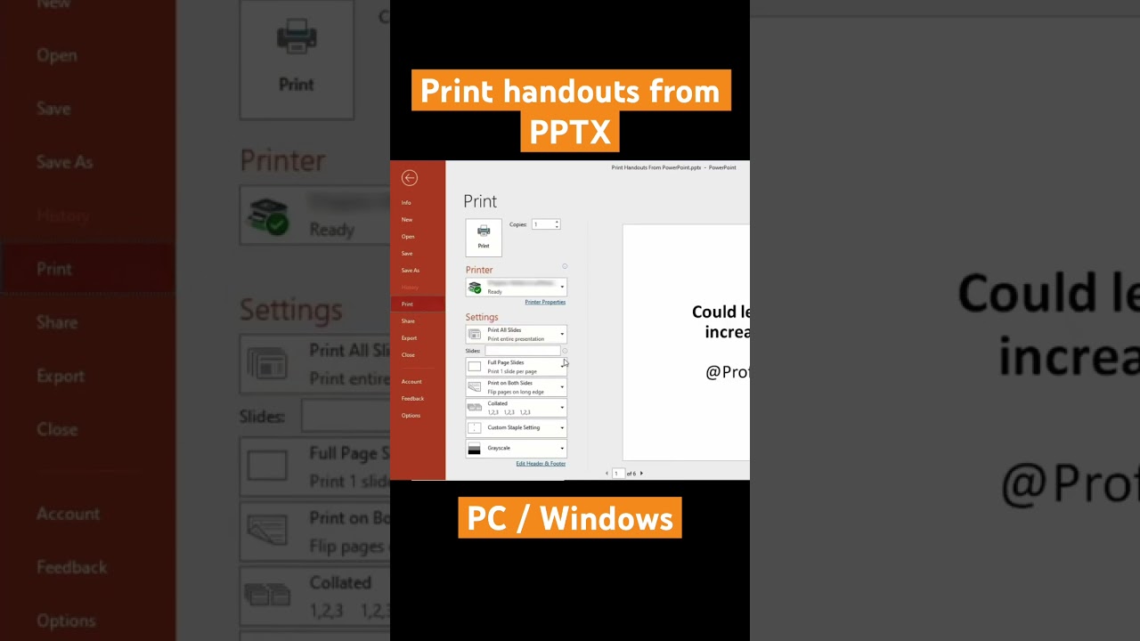 How to print handouts from PowerPoint 📄 #shorts #PowerPoint #printout #PC #Windows #notetaking