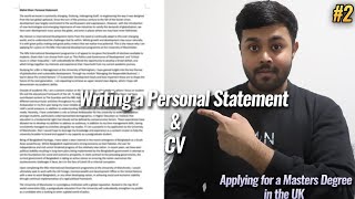 Applying for a Masters Degree UK – Writing a Personal Statement and CV